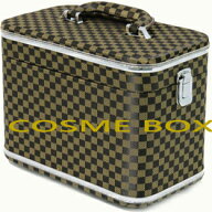 A1028■正規品★最安値に挑戦☆数量限定!! ブラウン格子コスメボックス No.6603-20 格子柄コスメボックス…