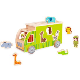 クラシックワールド アニマル ソーティング トラック 車のおもちゃ 木のおもちゃ 1歳 2歳 3歳 子供 誕生日プレゼント 男の子 男 誕生日 車 出産祝い 乗り物 木製 幼児 赤ちゃん 玩具 海外 ベビー プレゼント クリスマスプレゼント