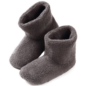 【つま先ゆったり】 ルームシューズ ボア あったか 大きい メンズ レディース 男女兼用 ルームブーツ 洗濯可 もこもこ 軽量 かかと付 秋 冬 疲れない保温 室内スリッパ 滑りにくい 防寒 寒さ