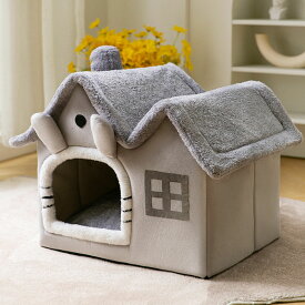 ペットハウス ドーム型 ペットベッド 犬 猫 ウサギ用 冬 洗える ふわふわ あったかい 折りたたみ式 キャットハウス 寝袋 暖かい 休憩所 遊び場 冬用 巣 取り外し可能 ペット用品 猫グッズ 寒さ対策