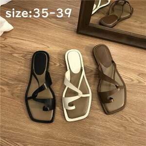 サンダル レディース おしゃれ 夏用 韓国風 つっかけサンダル ビーチサンダル フラットサンダル ミュール 室内用 室外兼用 シューズ 美脚 歩きやすい 滑り止め 疲れない 散歩 軽量 洗える 22.