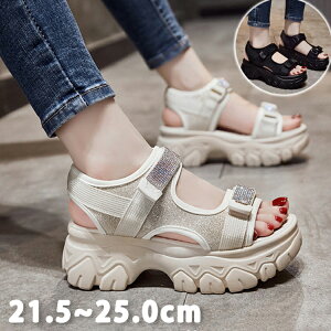 厚底サンダル スポーツサンダル レディース 厚底 5cmヒール キラキラ きれいめ 身長アップ スパンコール スポサン コンフォート フラット 軽量 軽い 女性 歩きやすい 疲れない 美脚 かわいい