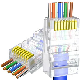 貫通型 LANコネクタ RJ45 Cat6 Cat5e対応 8P8 100個 50個 30個 10個 初心者簡単 配線ミス防止 爪折れにくい 透明 プラグ 自作用