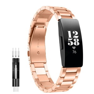 XZSJ �o���h �K�� Fitbit Inspire 2/Inspire/Inspir HR,�����o���h�X�e�����X�X�`�[�� �r�W�l�X�� ���ߍH��t�� (���[�Y �S�[���h)
