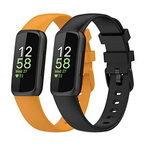2 Pack NOOETAH �o���h �K�� Compatible for Fitbit Inspire 3 �t���L�V�u���V���J�Q�������p �x���g (�u���b�N+�I�����W)