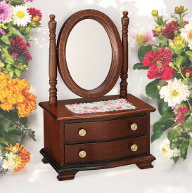 【誕生日やお祝いの贈り物に】アンティーク調ドレッサーの木製ミニオルゴール 可愛い ギフト 女の子 小学生 中学生 インテリア クラシック レトロ ミニチュア ニデック製 日本製【YA224S】