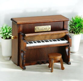 【B525S】 木製 ミニ アンティーク オルゴール アップライト ピアノ 曲目：ムーンリバー 誕生日 プレゼント クリスマス 可愛い かわいい ギフト インテリア おしゃれ 木製 記念 ニデック Nidec アンティーク風 レトロ ミニチュア 小学生 中学生 レトロ 道具 猫足 家具 飾り
