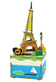 【EA201S】 DIYオルゴール＜エッフェル塔＞ 曲目： オー・シャンゼリゼ 18弁 オルゴール クリスマス 誕生日 プレゼント 可愛い かわいい ギフト インテリア おしゃれ 木製 記念 子ども 夏休み 冬休み 春休み 自由研究 工作 オルゴール ニデック Nidec