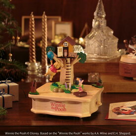 【誕生日・記念日の贈り物に】Winnie the Pooh／ラウンドオルゴール｜ディズニー監修ライセンス商品｜プーさん 曲目：Winnie the Pooh 木製 からくり プレゼント ギフト インテリア【CD186S】クリスマス 記念 女性向け 可愛い かわいい ニデック