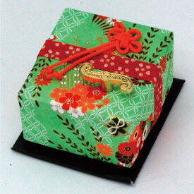 【和柄】花結び小箱オルゴール ＜かんざし緑＞18弁（カノン メモリー 星に願いを 君をのせて) 【YA572D】お土産 ジブリ　ディズニー ピノキオ プレゼント お祝い 贈り物 ギフト 結婚祝い花柄 可愛い 大人 インテリア 日本 JAPAN 桜 SAKURA 縁起物 ニデック 和風 和雑貨