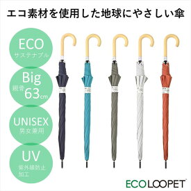 【公式】ニフティカラーズ 傘 サステナブル ECO LOOPET エコ ルーペット 無地 ユニセックス 大きい 長傘 晴雨兼用 スマート UV 防水 63cm 紫外線防止 ブラック ターコイズ グレー カーキ イエロー