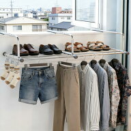 ベランダ 物干し ラック 洗濯物 干し 低い 軽量 ステンレス製 お洗濯干し 伸縮可能 伸縮自在 窓枠物干し …