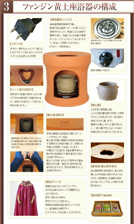 楽天市場】【ポイント10倍】ファンジン黄土よもぎ蒸しセット 高級プロ 