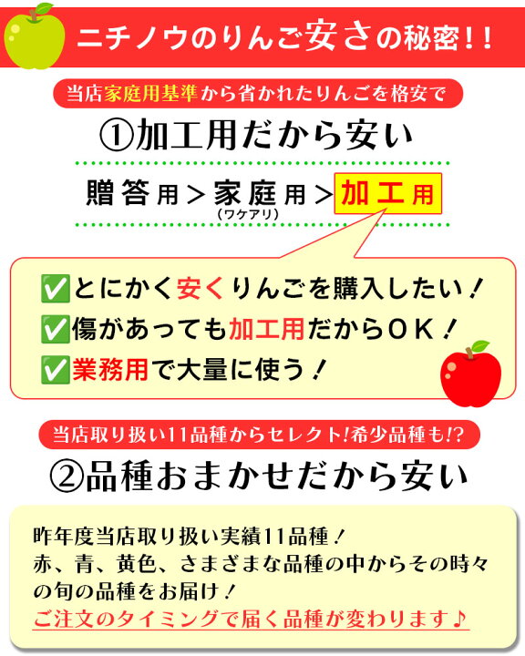 楽天市場】【激安☆大人気】青森 りんご 加工用 10kg箱 送料無料 業者 