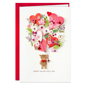 Bear and heart balloon valentine's card ܂ƃn[g̕Do^Cf[J[h