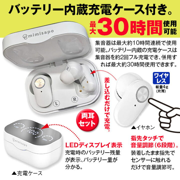 楽天市場】ワイヤレスイヤホン型 集音器 みみサポ スマート mimisapo-s 