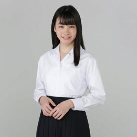 長袖 女子ブラウス 白 ポリエステル45％ 綿55％ 開衿 145A-175A 155B-175B