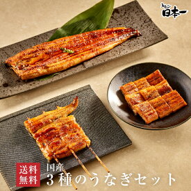 【送料無料】国産3種のうなぎセット 特大長焼き 約150g 小蒲焼 90g きざみ1袋85g 詰め合わせ/お祝い 手土産 ギフト お取り寄せ 鰻 ウナギ ひつまぶし うな重 お試し 贈答 贈り物 グルメ 御中元 丑の日 [set01]