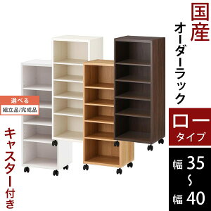 キッチンワゴン 隙間収納 35cm 36cm 37cm 38cm 39cm 40cm キャスター付き 隙間 ラック スリム 日本製 木製 ロータイプ ホワイト/ホワイトウッド/オーク/ウォールナット 【組立品/完成品が選べる】 ABE4