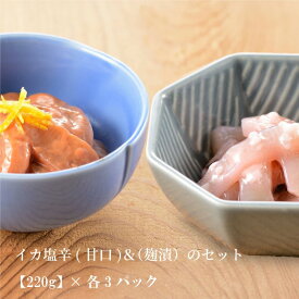 いか塩辛【甘口・麹漬】カップ入（220g）×各3個セット（計6個） いか イカ 塩辛 麹 ご自宅用 おかず 惣菜