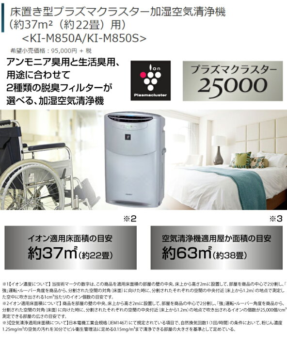 KI-M850S | 床置き型プラズマクラスター加湿空気清浄機｜空気清浄機 