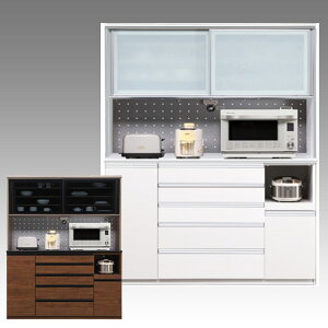食器棚 完成品 大川家具 キッチンボード カップボード キッチン収納 ダイニングボード ダイニング シンプル おしゃれ ハイタイプ キッチン家電収納 レンジ台 レンジボード 幅159 高級 収納