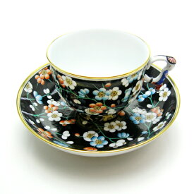 【P15倍★21周年記念感謝祭限定11/14 20:00-12/1 9:59】 ヘレンド (HEREND) シノワズリ PFNC 黒地紅梅 ティーカップ＆ソーサー 3364