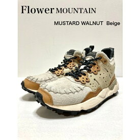 FlowerMOUNTAIN～フラワーマウンテン～MUSTARD WALNUT~マスタードウォルナット~FM02004 Beigeベージュ　ハイカット　ミドルカット　ベロア　本革　レザースニーカー　レディース　メンズ