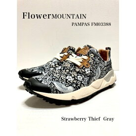 FLOWERMOUNTAIN～フラワーマウンテン～PAMPAS～パンパス～FM3388　STROWBERRY　THIFE/GRAY~イチゴ泥棒/グレー~ウィリアムモリス　モリス　コットン　軽量　レディース　メンズ　タウンスニーカー　スニーカー