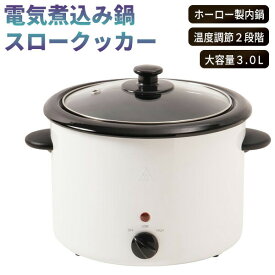 【選ぶ景品付】 ライソン 電気煮込み鍋 スロークッカー 3.0L LITHON 電気煮こみ鍋 煮込み料理 電気調理器 とろ火調理 低温調理器 レシピブック付き スロー調理器 温度調節 調理器具 キッチン家電 カレー 煮込み ラーメン うどん 肉じゃが 煮豆 サラダチキン 電気煮込みなべ