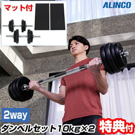 ALINCO アルインコ EXG421 セメントダンベルセット 10kg×2 床を傷つけないマット付 2way ダンベルセット ダンベル バーベル EXG-421 フィットネス ダンベルきっと ヨガ 自宅 トレーニング ジム ホームジム 鉄アレイ 運動不足解消 運動 体操 ストレス発散 ジム 胸筋 筋肉