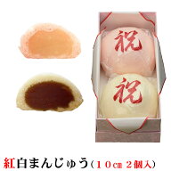 お祝いに ギフト 記念 に 紅白まんじゅう (1個のサイズ10cm) 内祝い 上棟式 紅白饅頭 【化粧箱入】 入学…
