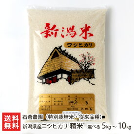 【令和7年度新米】特別栽培米（無農薬・無化学肥料）新潟産コシヒカリ（従来品種）精米 選べる 5kg 10kg 石倉農園 こしひかり 白米 無畜産堆肥 新潟県 生産者直送 お取り寄せ ギフト プレゼント 贈り物 送料無料 お歳暮