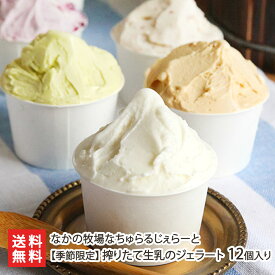 【季節限定】搾りたて生乳のジェラート 12個入り（ミルク/チョコ/ブルーベリーチーズ/ティラミス/ラムレーズン/ピスタチオ/季節限定品 3個） なかの牧場なちゅらるじぇらーと アイス 新潟県 生産者直送 お取り寄せ ギフト プレゼント 贈り物 送料無料 お歳暮