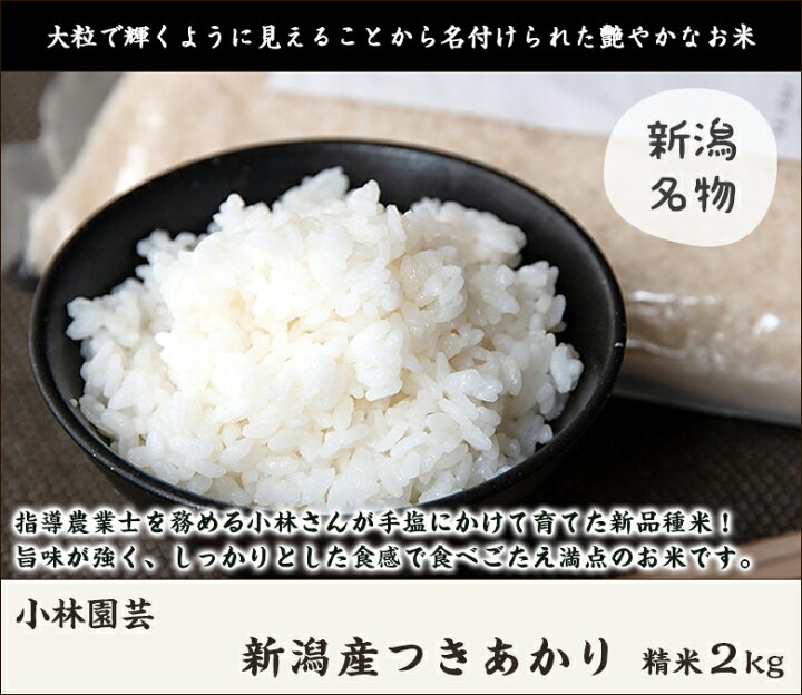 楽天市場】【令和7年度米】新潟産つきあかり 精米2kg【精白米/うるち米