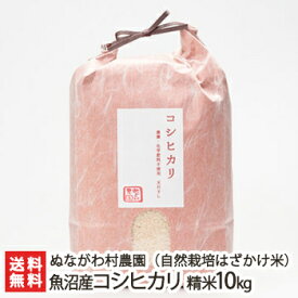 魚沼産 自然栽培（無農薬・無化学肥料）従来品種コシヒカリ（棚田栽培・はざかけ米）精米10kg（5kg×2）ぬながわ村農園【白米/うるち米/新潟県産/新潟産/こしひかり/従来米/棚田米】【お土産/手土産/プレゼント/ギフトに！贈り物】【送料無料】