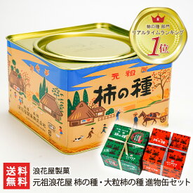 元祖浪花屋 柿の種・大粒柿の種 進物缶セット（各1缶入り） 浪花屋製菓 新潟県産 生産者直送【かきのたね 柿のタネ おかき おやつ おつまみ レトロ】【お土産/手土産/プレゼント/ギフトに！贈り物】【送料無料】