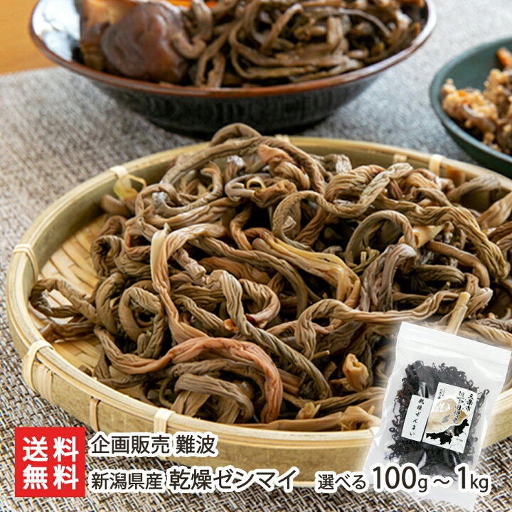 楽天市場】新潟県産 乾燥ゼンマイ 選べる 100g 〜 1kg 企画販売 難波 