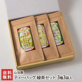 ティーバッグ 緑茶セット 3種3袋入り（口福の玉露粉・至福の煎茶 各5g×12個入り・抹茶入り玄米茶 4g×12個入り） 山治園 生産者直送【新潟産 日本茶 テトラバッグ グリーンティー】【お土産/手土産/プレゼント/ギフトに！贈り物】【送料無料】
