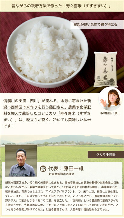 楽天市場】【令和7年度米】新潟県産 コシヒカリ「寿々喜米」精米 