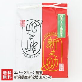 【令和5年度米】新潟県産新之助 玄米5kg エバーグリーン農場【しんのすけ/ライス/五泉市産/お米ソムリエ】【お土産/手土産/プレゼント/ギフトに！贈り物】【送料無料】