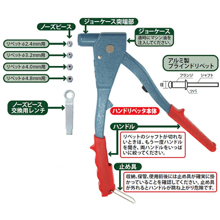 楽天市場】【6月はエントリーで全品P10倍】新潟精機 ハンドリベッタセット SR-1S アルミブラインドリベット60個付属 適応リベット サイズ:2.4mm、3.2mm、4.0mm、4.8mm【リベッター リベット DIY 工具 日曜大工 手作り ハンドメイド 業務用】 : 新潟精機 楽天市場】【6月はエントリーで全品P10倍】新潟精機 ハンドリベッタセット SR-1S アルミブラインドリベット60個付属 適応リベット サイズ:2.4mm、3.2mm、4.0mm、4.8mm【リベッター リベット DIY 工具 日曜大工 手作り ハンドメイド 業務用】 : 新潟精機