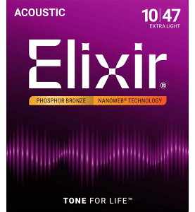 Elixir 16002 NANOWEB�R�[�e�B���O �t�H�X�t�@�[�u�����Y Extra Light 10-47 �A�R�[�X�e�B�b�N�M�^�[��