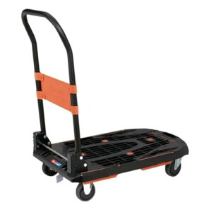 トラスコ中山(TRUSCO) 新型カルティオ 樹脂製運搬車 樹脂 台車 ストッパー付き 折り畳み 黒 780×490mm 自重7.3kg 軽量