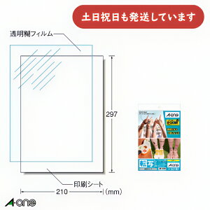 エーワン 転写シール 透明タイプ A4判 ノーカット 4セットシール プラスチック 肌 タトゥーシール