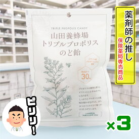 《保険薬局専売商品》 山田養蜂場 トリプルプロポリス のど飴 3袋 プロポリスのど飴 64g プロポリスエキス 爽快 キャンディー キューバ産 ブラジル産プロポリス はちみつ ハチミツ 蜂蜜 グリーンプロポリス