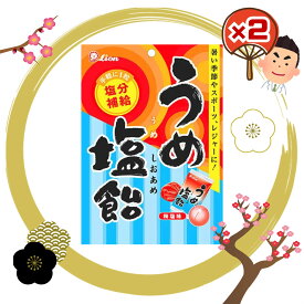 ライオン うめ塩飴 73g ×2袋 梅 塩 キャンディ 熱中症対策 塩分補給 個包装 国産梅 クエン酸 夏対策 暑さ対策 スポーツ 屋外作業 子供 高齢者 おやつ 携帯便利 さっぱり味 大容量 業務用にもおすすめ