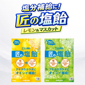 夏季限定商品！ サラヤ 匠の塩飴 2種 レモン マスカット 100g 塩分補給 熱中症対策 塩飴 個包装 夏対策 塩キャンディ 塩タブレット代替 業務用 持ち運び スポーツ 外作業 暑さ対策 水分補給 サラヤ公式品質 安心 安全 美味しい 塩分チャージ