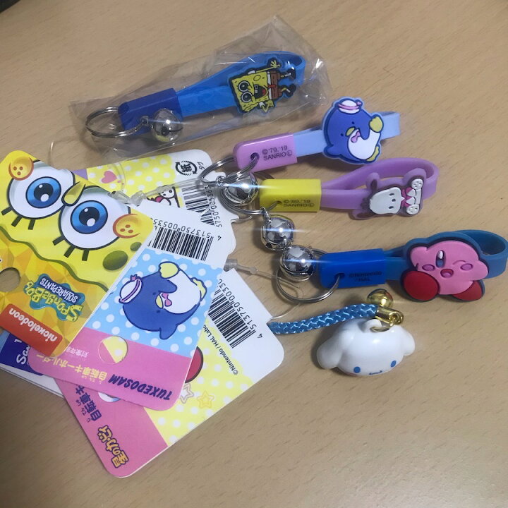 楽天市場 キャラクター キーホルダー セット 星のカービィ ポチャッコ タキシードサム カービー スポンジボブ シナモロール 自転車 鍵 カギ サンリオ ペンギン カービイ キャラクター アメリカ 鈴 うさぎ ウサギ ベル 黄色 根付 にじいろマート
