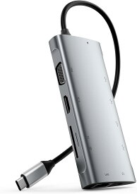 GIISSMO USB C ハブ 2022 11-IN-1 Type C ハブ マルチディスプレー ドッキングステーション 4K-HDMI 1080P VGA USB 3.0 USB 2.0 87W PD充電RJ45 イーサネット SD/MicroSD 3.5mmイヤホン MacBook Pro/ MacBook Air/ iPad Pro / Dell XPS 15 13 / Surface Go 〇